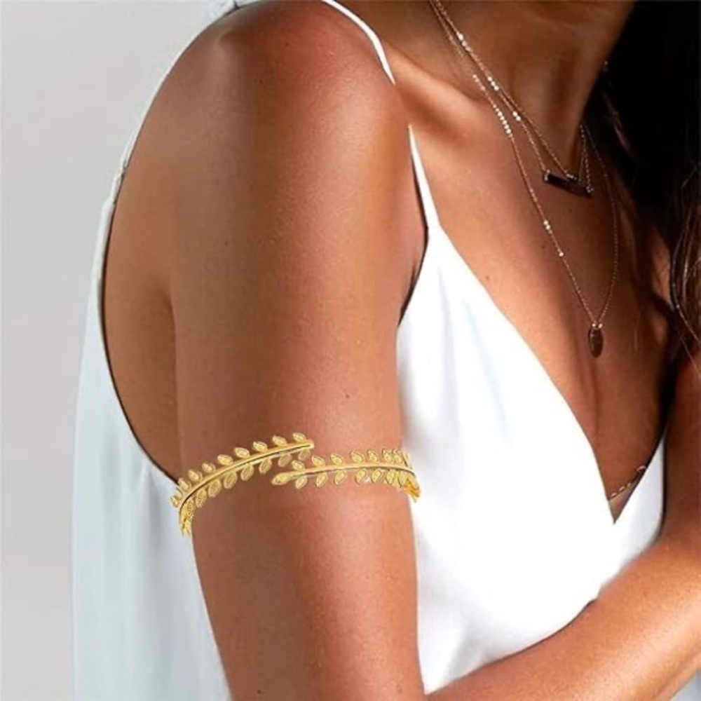 Gold leaf arm cuff bracelet